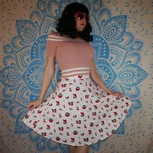 Pinup Retro Cherry Circle Skirt Pin Up Girl Fruit